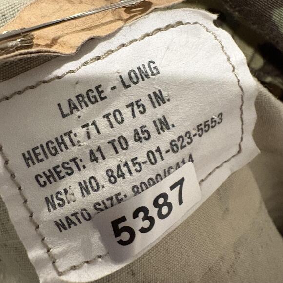 US Army Combat Uniform Jacket Mens Large Long Multicam Camo Tactical Coat 8415-0 - Picture 14 of 14